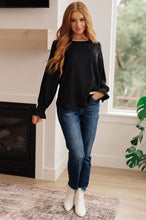 Load image into Gallery viewer, Peaceful Moments Smocked Sleeve Blouse in Black
