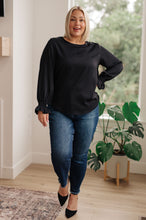 Load image into Gallery viewer, Peaceful Moments Smocked Sleeve Blouse in Black