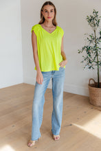 Load image into Gallery viewer, Ruched Cap Sleeve Top in Neon Green