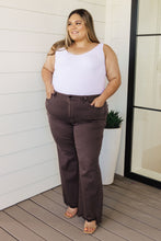Load image into Gallery viewer, Sybil High Rise Frayed Hem 90's Straight Jeans in Brown