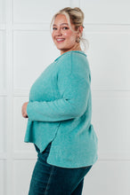 Load image into Gallery viewer, Simple Silhouette Brushed Hacci Sweater in Dusty Teal
