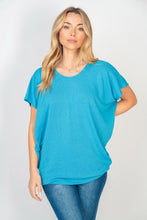 Load image into Gallery viewer, Short Sleeve Dolman Top in Turquoise
