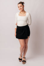 Load image into Gallery viewer, Bentli High Rise Side Tie Denim Skort in Black
