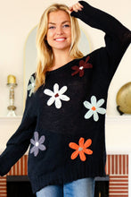 Load image into Gallery viewer, Long Sleeve Flower Patches Sweater Knit Top
