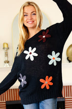 Load image into Gallery viewer, Long Sleeve Flower Patches Sweater Knit Top
