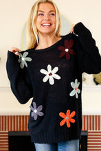 Load image into Gallery viewer, Long Sleeve Flower Patches Sweater Knit Top
