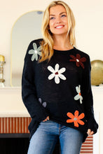 Load image into Gallery viewer, Long Sleeve Flower Patches Sweater Knit Top
