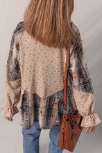 Load image into Gallery viewer, LDC Boho Floral Plaid Patchwork Distressed Shacket
