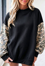Load image into Gallery viewer, Camo Color Block Mock Neck Fleece Sweatshirt
