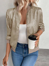 Load image into Gallery viewer, Casual fall print thin cropped bomber jacket
