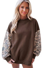 Load image into Gallery viewer, Camo Color Block Mock Neck Fleece Sweatshirt
