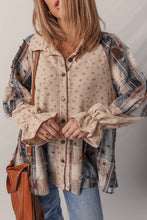 Load image into Gallery viewer, LDC Boho Floral Plaid Patchwork Distressed Shacket

