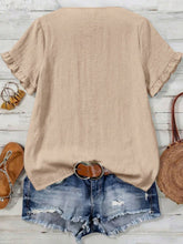 Load image into Gallery viewer, Boho Floral Embroidery V-Neck Ruffle Sleeves Shirt
