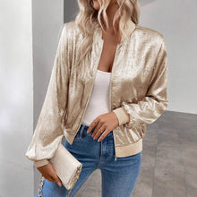 Load image into Gallery viewer, Casual fall print thin cropped bomber jacket
