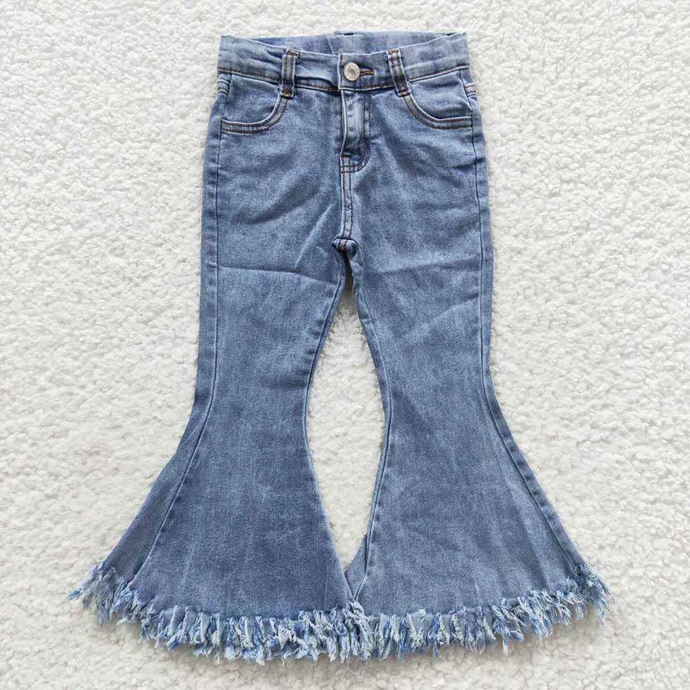 Baby Girls Light Blue Tassel Denim Bell Pants