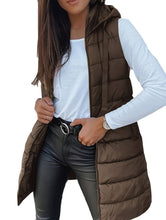 Load image into Gallery viewer, Solid color hooded zip-up cotton vest_CWOCASL00104
