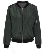 Load image into Gallery viewer, Stylish thin solid crop bomber jacket
