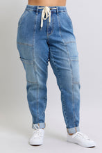 Load image into Gallery viewer, Clayton High Rise Cuffed Cargo Denim Jogger
