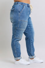 Load image into Gallery viewer, Clayton High Rise Cuffed Cargo Denim Jogger
