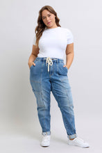 Load image into Gallery viewer, Clayton High Rise Cuffed Cargo Denim Jogger
