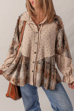 Load image into Gallery viewer, LDC Boho Floral Plaid Patchwork Distressed Shacket
