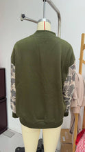Load image into Gallery viewer, Camo Color Block Mock Neck Fleece Sweatshirt
