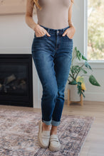 Load image into Gallery viewer, Amber Cuffed Slim Fit Dark Wash Jeans
