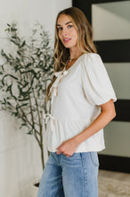 Load image into Gallery viewer, PREORDER: Balloon Sleeve Bow Blouse in Ivory
