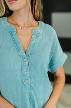 Load image into Gallery viewer, Basic Fade V-Neck Acid Wash Top in Dusty Teal
