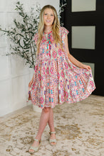 Load image into Gallery viewer, Boho and Behold Flutter Sleeve Dress in Blush/Fuchsia/Mint
