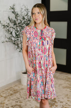 Load image into Gallery viewer, Boho and Behold Flutter Sleeve Dress in Blush/Fuchsia/Mint
