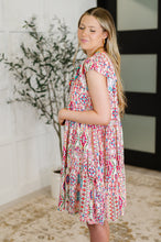 Load image into Gallery viewer, Boho and Behold Flutter Sleeve Dress in Blush/Fuchsia/Mint
