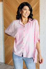 Load image into Gallery viewer, Boxy Striped Button Up in Hot Pink
