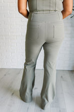 Load image into Gallery viewer, Building Habits Twill Flared Crossover Waist Pant in Dusty Olive
