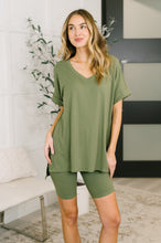 Load image into Gallery viewer, Buttery Soft V-Neck Bike Short Set in Light Olive
