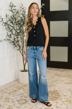 Load image into Gallery viewer, Buttoned Up Buttercup Sleeveless Top in Black
