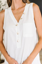 Load image into Gallery viewer, Buttoned Up Buttercup Sleeveless Top in Ivory
