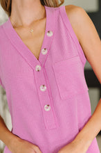 Load image into Gallery viewer, Buttoned Up Buttercup Sleeveless Top in Magenta Glow
