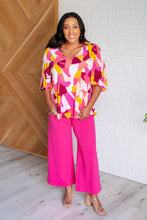 Load image into Gallery viewer, Cali Blouse in Magenta and Mustard Abstract
