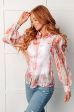 Load image into Gallery viewer, Call Me Back Sheer Floral Button Up Blouse
