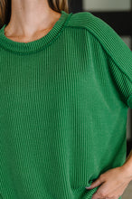 Load image into Gallery viewer, Catch Me Loungin’ Cable Ribbed Knit Top in Dark Green
