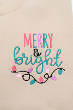 Load image into Gallery viewer, PREORDER: Merry &amp; Bright Embroidered Sweatshirt in Sand
