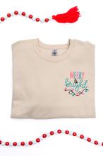 Load image into Gallery viewer, PREORDER: Merry &amp; Bright Embroidered Sweatshirt in Sand
