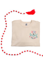 Load image into Gallery viewer, PREORDER: Merry &amp; Bright Embroidered Sweatshirt in Sand
