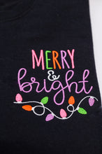 Load image into Gallery viewer, PREORDER: Merry &amp; Bright Embroidered Sweatshirt in Black
