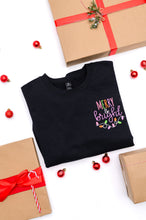 Load image into Gallery viewer, PREORDER: Merry &amp; Bright Embroidered Sweatshirt in Black
