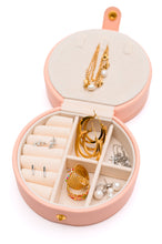 Load image into Gallery viewer, Circular Travel Jewelry Case in Pink
