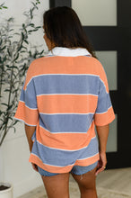 Load image into Gallery viewer, Cloudbound Collared Casual Top in Orange and Denim
