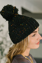Load image into Gallery viewer, Cover Your Ears Pom Pom Beanie in Black
