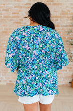 Load image into Gallery viewer, Dreamer Peplum Top in Navy and Mint Floral
